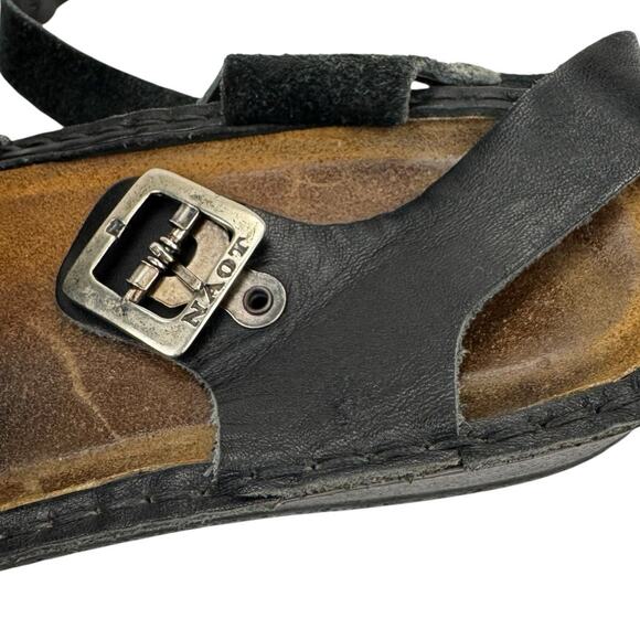 Naot Black Leather Closed Toe Slingback Wedge Sandal Sz 39/ 8-8.5 Comfort Soft - Picture 12 of 13